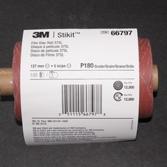 3M STIKIT P180 GRADE 375L FILM DISC ROLL 5″ DIA. 100 PIECES. 66797 SANDPAPER