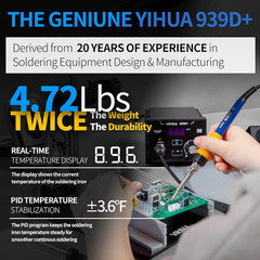 YIHUA 939D+ Digital Soldering Station 75W ESD Safe Lead Free °C/°F Display