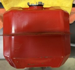 Vintage Steel BLITZ 2.5 Gal RED Gas Can USA DOT-5 L USMC 20-2 1/2-84 w/new Spout