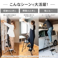 PYKES PEAK Folding 3-Step Ladder with Safety Lock No Assembly Required Handrail