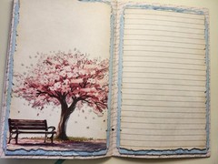 Junk Journal Blank Booklet “CHERRY BLOSSOM” HANDMADE Florals LG 5.5″x8.5″ 40pgs