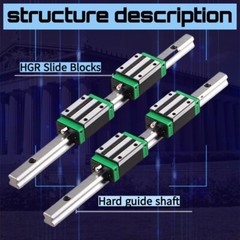 2PCS HGR20 Linear Guide Rail 200-2200mm+4PCS HGH20CA Slide Blocks CNC DIY