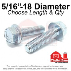 5/16″-18 Grade 5 Hex Flange Screws Frame Bolts COARSE Zinc (Pick Length & Qty)
