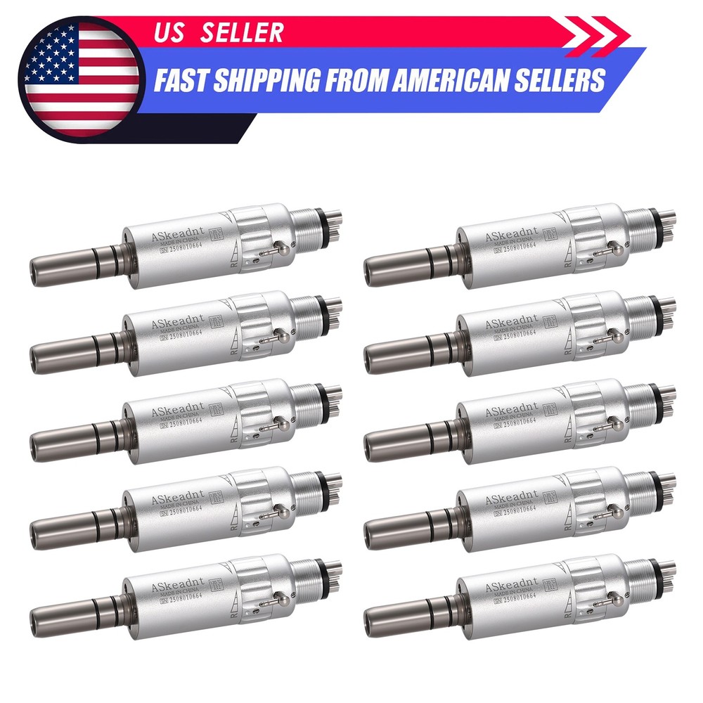 10 NSK Style Dental Slow Low Speed Handpiece Air Motor E-type 4Holes Micromotor