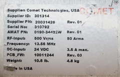 32646 COMET AUTOMATCH, 13.56MHZ, 500VRMS, 301314, AMAT 0190-34492W 20031426