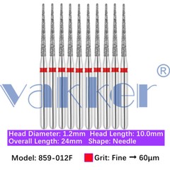 10pc Diamond Bur Shape Needle Diamond Burs for Handpiece Fine Medium Coarse