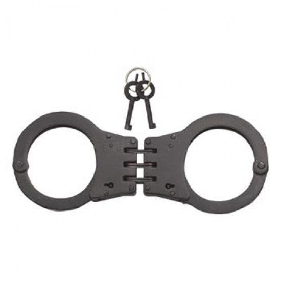 Double Lock Black Heavy Duty Hinged Handcuffs-Law enforcement security gear
