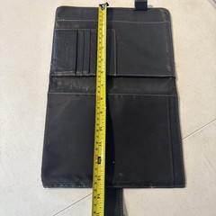 Vtg FRANKLIN COVEY Classic Black Full Grain Leather Planner Cover Brass Buckle