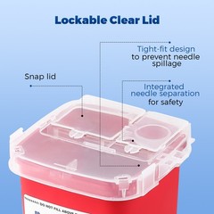 1/3/5Each JMU Ever Ready Sharps Container Waste Disposal 1 Quarts / 32oz – RED