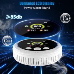 5-in-1 CO, Smoke & Gas Detector, Plug-in with Battery Backup for Home and Travel