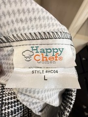 Happy Chef Utility Pants Black White Houndstooth Sz Large Classic MINT Cook
