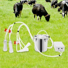 2in1 Pulsation Cow Milking Machine Milking Machine w/Stainless Steel Bucket 5L