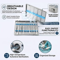 135°C Autoclavable Dental Sterilization Cassette Rack Box for 20 Grid Instrument