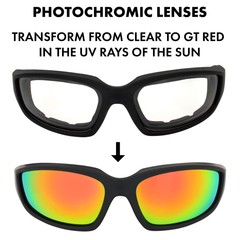 Global Vision Kickback Photochromatic Red Lens Padded Frame Safety Sunglasses