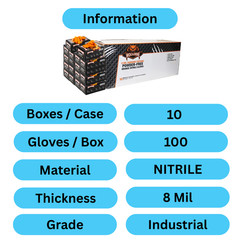 Wolverine Orange Nitrile Gloves, 8 Mil, Raised Diamond Texture 1000 Pcs Medium