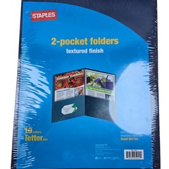 Staples Brand #907701 2-pocket Folders Textured Finish Business Card Slot 11×9