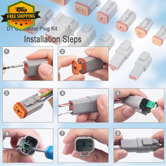 Deutsch DT 2 Pin Waterproof Electrical Wire Connector Kit for Car Truck Boat