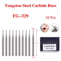 10 Pcs Dental Carbide Burs Pear-Shaped Type High Speed Tungsten Steel Bur FG329