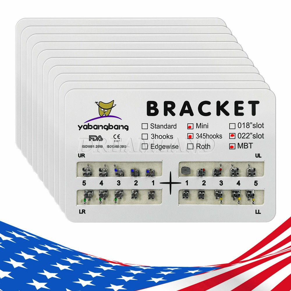 USA Dental Orthodontic Bracket Braces Mini MBT 022 Hooks on 345 Metal FDA