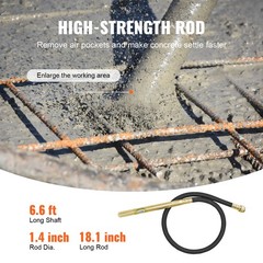 VEVOR Handheld Electric Concrete Vibrator 800W 6.6 feet Shaft Air Bubble Remover