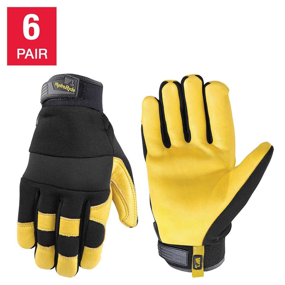 6 Pairs Wells Lamont Men’s HydraHyde Leather Work Gloves – All Size – Free Ship