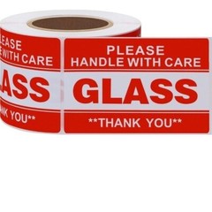 Fragile Glass Stickers 2×3 Inch Shipping Label Handle w Care- 300 Per Roll NEW