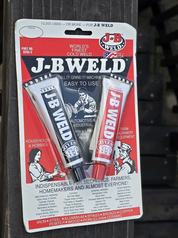 Vintage J-B WELD waterproof EPOXY glue iron steel brass bronze copper JB 8265-S