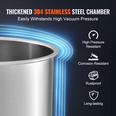 VEVOR Vacuum Chamber Tempered Glass Lid Vacuum 5 Gal Degassing Chamber Silicone