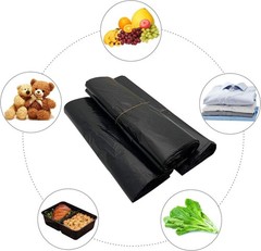 Reusable Black Plastic T-Shirt Bags, Medium 12×20 Inches for Groceries – 50 pcs