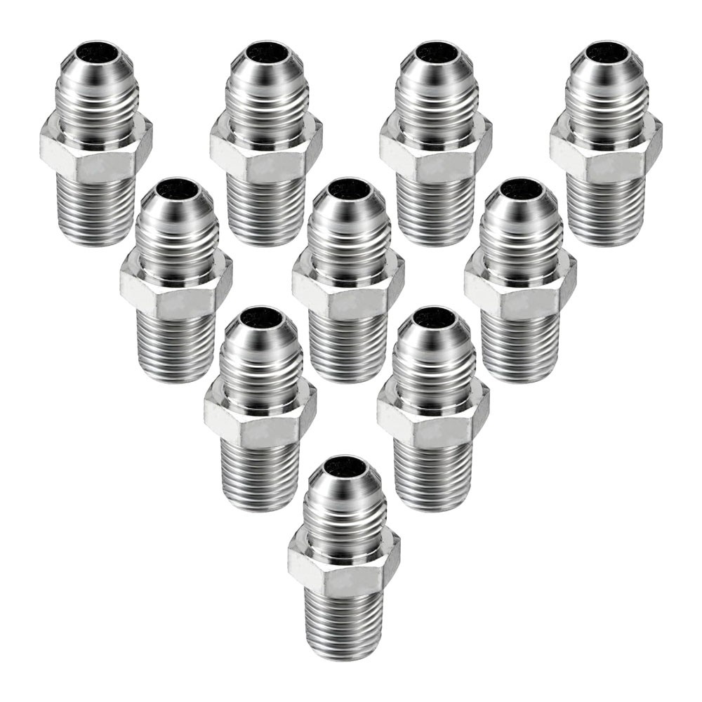 10Pack Hydraulic Hose Adapter Fittings 3/8″ JIC 37° Male x 1/4″ NPT Male w/Cover