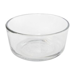Pyrex (2) 7200 Round Storage Glass Bowls & (2) 7200-PC Poppy Red Plastic Lids