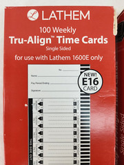 2 Boxes of 100 Lathem Trualign E16 Time Cards for 1600E Weekly 1-Side 4″ X 9″