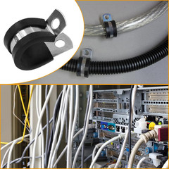 20Pcs 5/8 Inch Stainless Steel Cable Clamps, Rubber Cushioned Insulated Pipe Cla