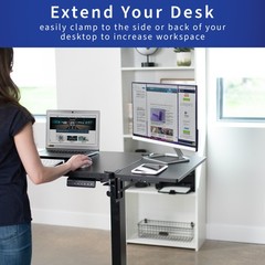VIVO Black Clamp-on 24″ x 12″ Desk Extension, Accessory Platform, Keyboard Tray