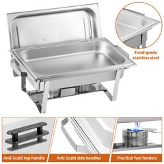 8 Pack Stainless Steel Chafer Chafing Dish Sets Catering Food Warmer 8 QT