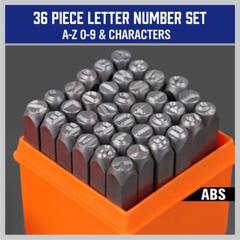 1/4″ Letter & Number Stamp Punch Set 36pc Hardened Steel Metal Wood Leather 6mm