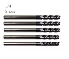 5PCS 1/4″ 4 FLUTE LONG CARBIDE END MILL – TiALN COATED