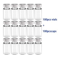 1000PCS 10ml Sample Vials+Aluminum Caps 20mm Crimp Top Clear Glass Bottle HPLC