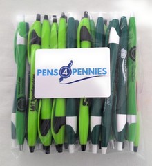 30ct Mixed Lot Misprint Click Pens JAVALINA Hub Pen GREEN Lime Forrest Neon Dark