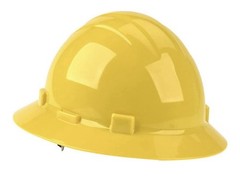 Direct Safety Full Brim Hard Hat, 4 Point Adjustable Ratchet Suspension, Class E