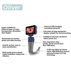 Digital laryngoscope Video laryngoscope with reusable disinfectable blade color