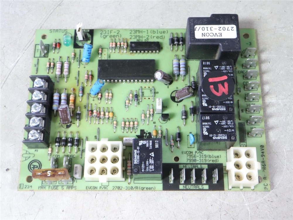 York Coleman Evcon 2702-310/A (green) Furnace Control Circuit Board 23IF-2