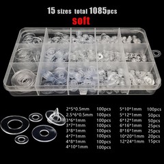 1085pc M2-M12 Soft PVC Plastic Transparent Flat Washer Insulation Gasket Kit Set
