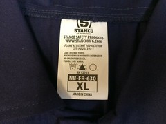 Lot of 2 Stanco Safety Flame Resistant Welding Jackets XL Navy Blue Cotton