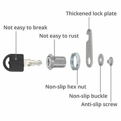 20mm Cylinder Cam Key Locks Tool Box File Cabinet Desk Drawer 4Pcs/Set w/ 8 Keys