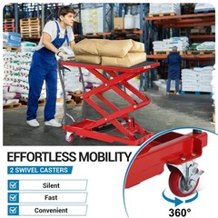 Hydraulic Lift Table Cart 50″ 330lbs Capacity Double Scissor Lift Table w/Wheels