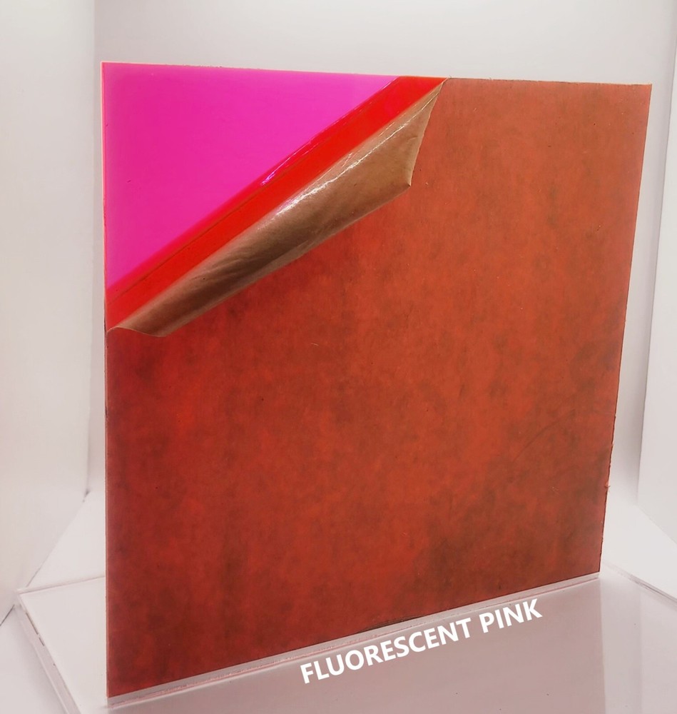 RED PINK FLUORESCENT ACRYLIC PLEXIGLASS 1/8″ X 8″ X 12″ PLASTIC SHEET