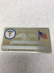 NEW Vintage SSN Social Security Card Metal USA Medical Symbol Dr. Nurse