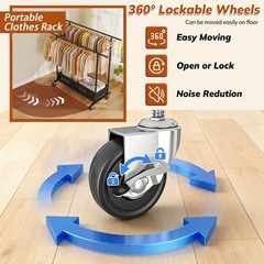 Clothes Rack, Double Rod, 210 LBS, Storage Basket, Black | Rolling Garment Ra…