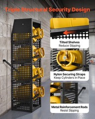 VEVOR Refrigerant Tank Rack Cylinder Tank Rack 14.8 x 13 x 52 in 4 Tiers Black